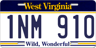 WV license plate 1NM910
