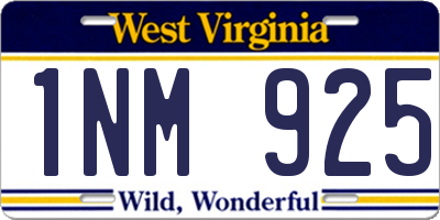 WV license plate 1NM925