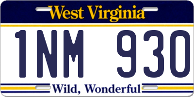 WV license plate 1NM930