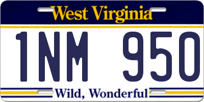 WV license plate 1NM950