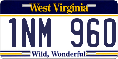 WV license plate 1NM960