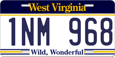 WV license plate 1NM968