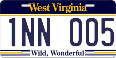 WV license plate 1NN005