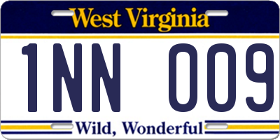 WV license plate 1NN009