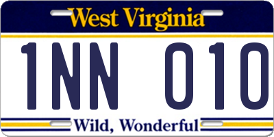 WV license plate 1NN010