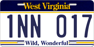 WV license plate 1NN017