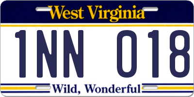 WV license plate 1NN018