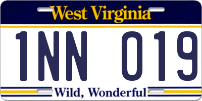 WV license plate 1NN019