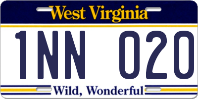 WV license plate 1NN020