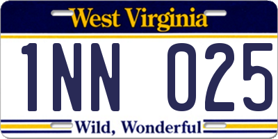 WV license plate 1NN025