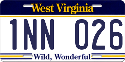 WV license plate 1NN026