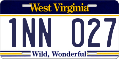WV license plate 1NN027