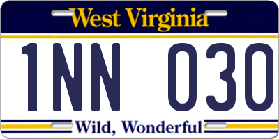 WV license plate 1NN030