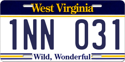 WV license plate 1NN031