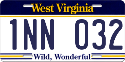 WV license plate 1NN032