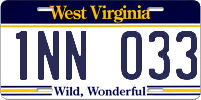 WV license plate 1NN033