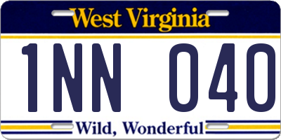 WV license plate 1NN040