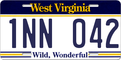 WV license plate 1NN042