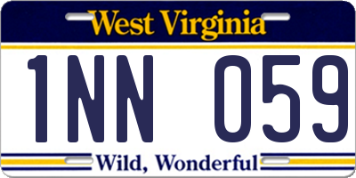 WV license plate 1NN059