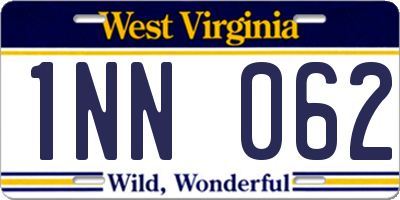 WV license plate 1NN062