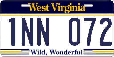 WV license plate 1NN072