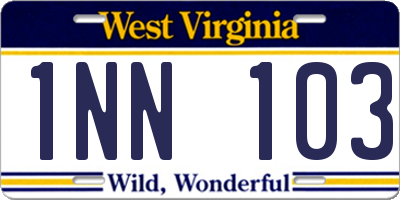 WV license plate 1NN103
