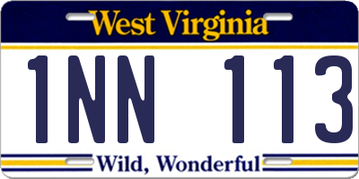 WV license plate 1NN113