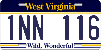 WV license plate 1NN116