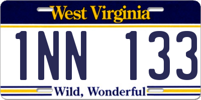 WV license plate 1NN133