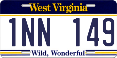 WV license plate 1NN149
