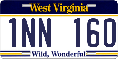 WV license plate 1NN160