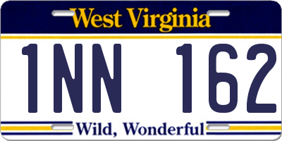 WV license plate 1NN162