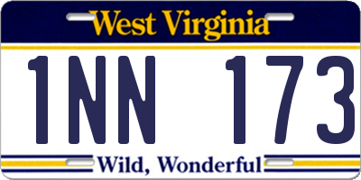 WV license plate 1NN173
