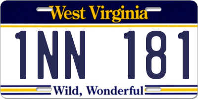 WV license plate 1NN181