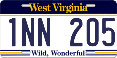 WV license plate 1NN205