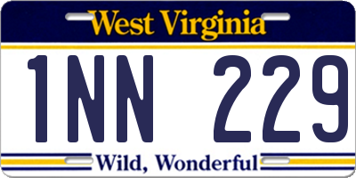 WV license plate 1NN229