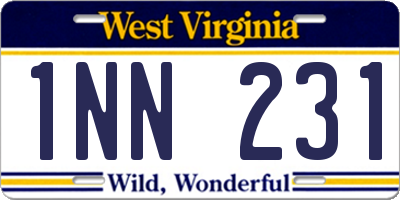 WV license plate 1NN231