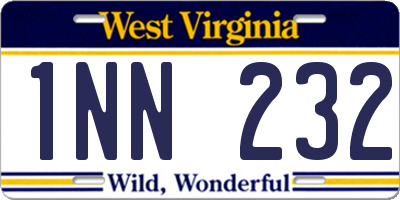 WV license plate 1NN232