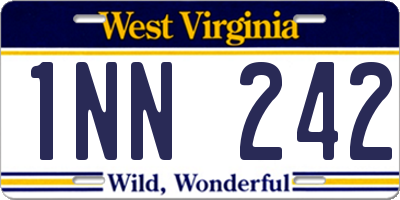 WV license plate 1NN242