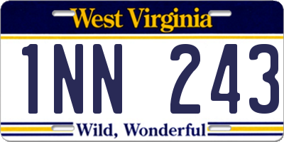 WV license plate 1NN243
