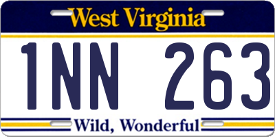 WV license plate 1NN263