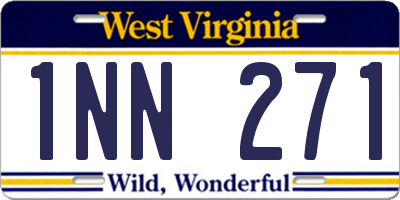 WV license plate 1NN271