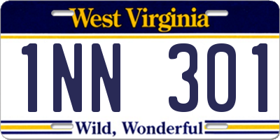 WV license plate 1NN301