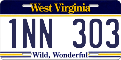 WV license plate 1NN303