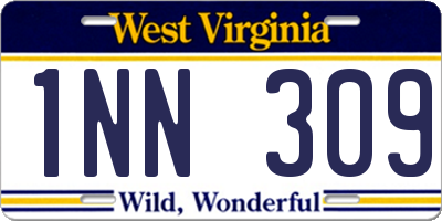 WV license plate 1NN309