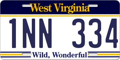 WV license plate 1NN334