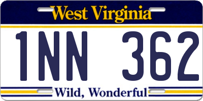 WV license plate 1NN362