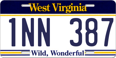 WV license plate 1NN387