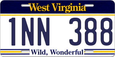 WV license plate 1NN388