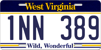 WV license plate 1NN389